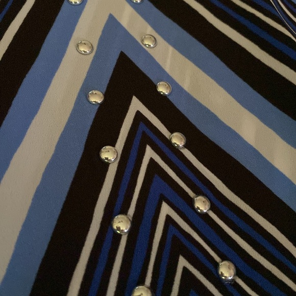 NWOT MICHAEL Michael Kors Striped Mediterranean Blue
Stud Tunic Silky Dress M - Picture 5 of 14
